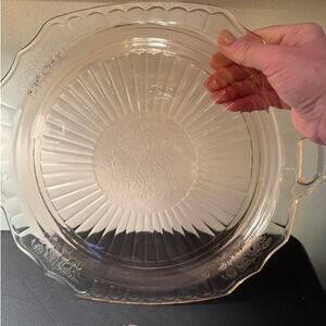 Vintage Pink Depression Glass Serving Plate